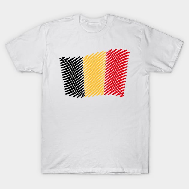 Flag Of Belgium / Tricolor (Scribble) T-Shirt by MrFaulbaum